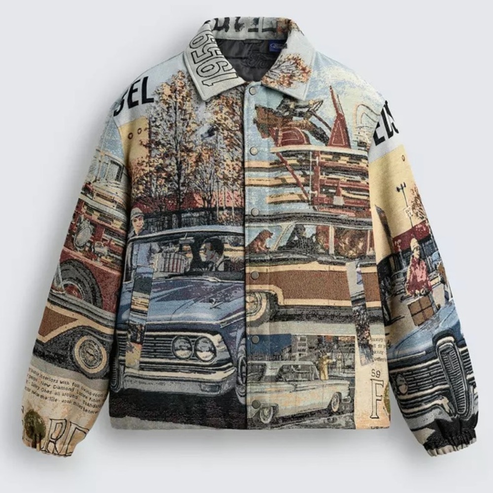 ZARA FORD © JACQUARD PUFFER JACKET LARGE - Picture 11 of 12